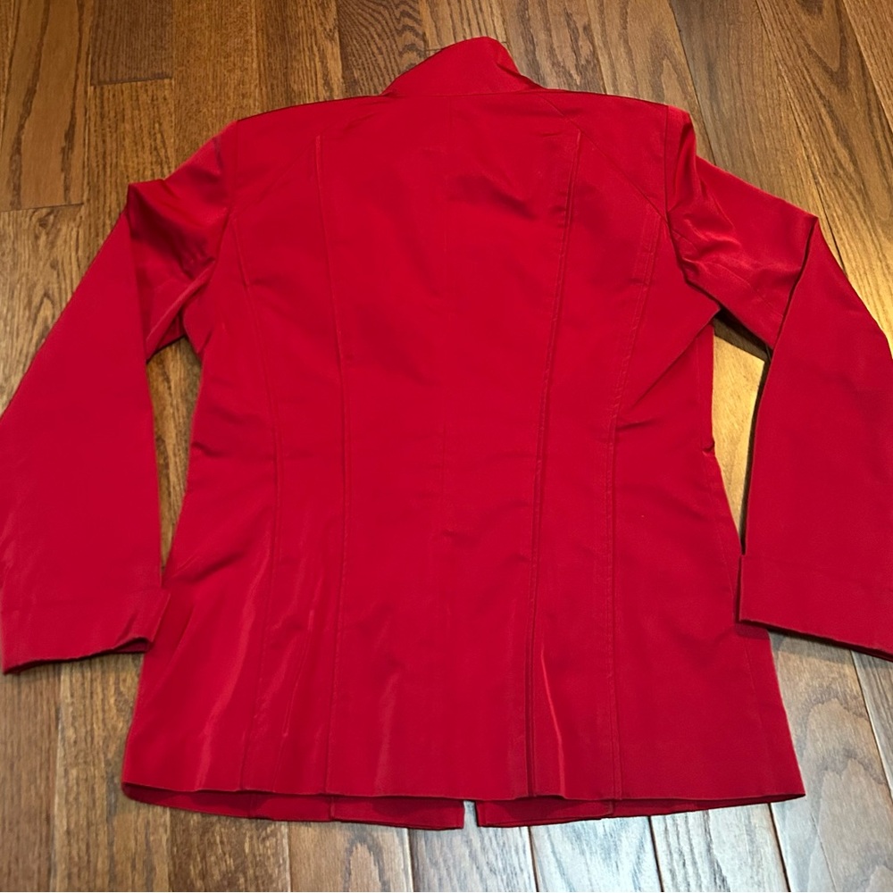 Lafayette 148 New York Red Funnel Neck Zip Up Blazer - Size 4 - Picture 2 of 9
